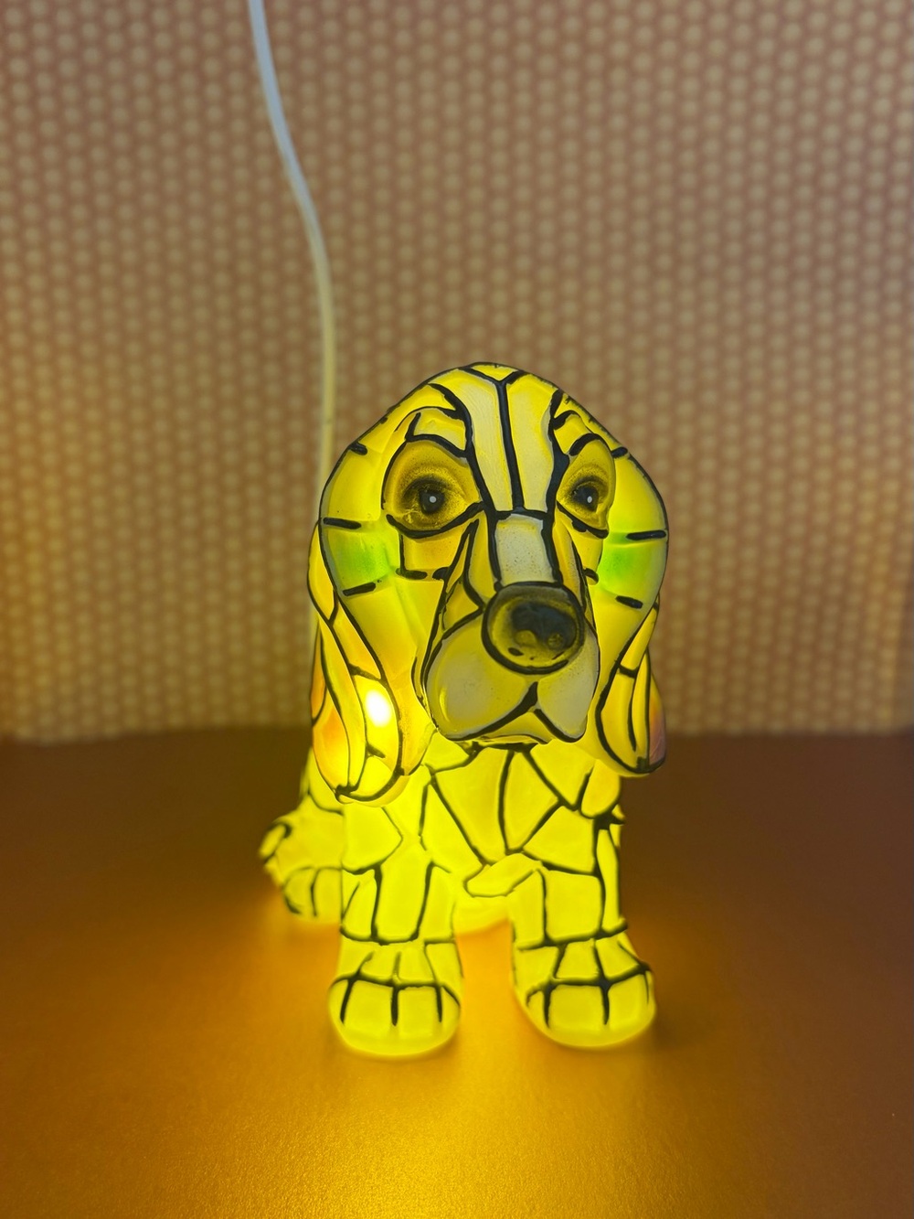Yellow Mosaic Dog Night Light lamp - Decorative Pet Figurine